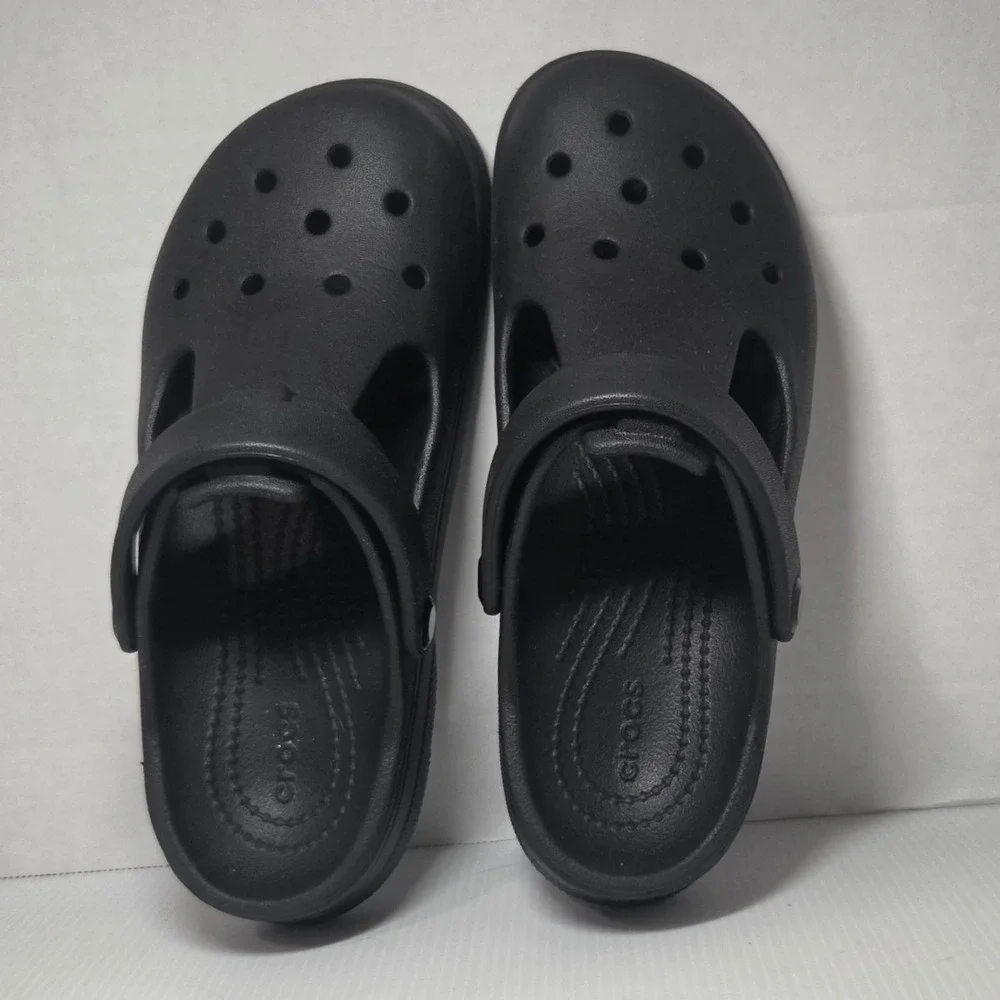 Crocs Kids Classic Clog Black J3 Slip On Croslite Shoes Mary Jane Style